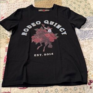 Rodeo Quincy Black Graphic T-Shirt with Rhinestones